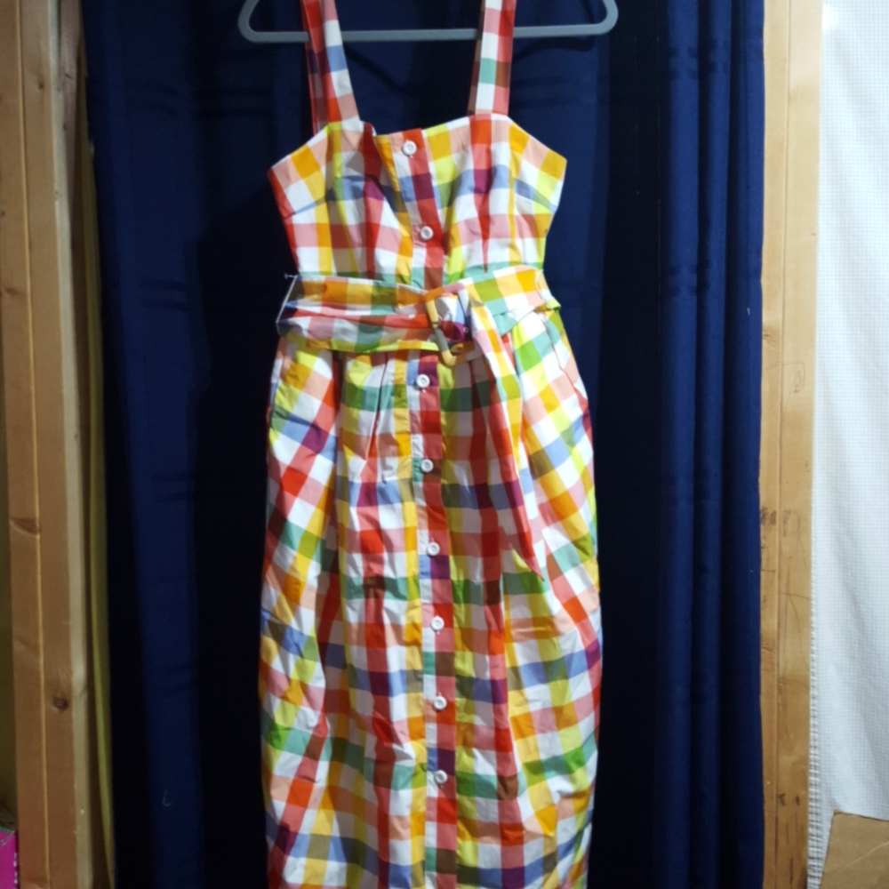 Christopher John Rogers Plaid Wide Strap Tie Waist - Picture 4 of 9